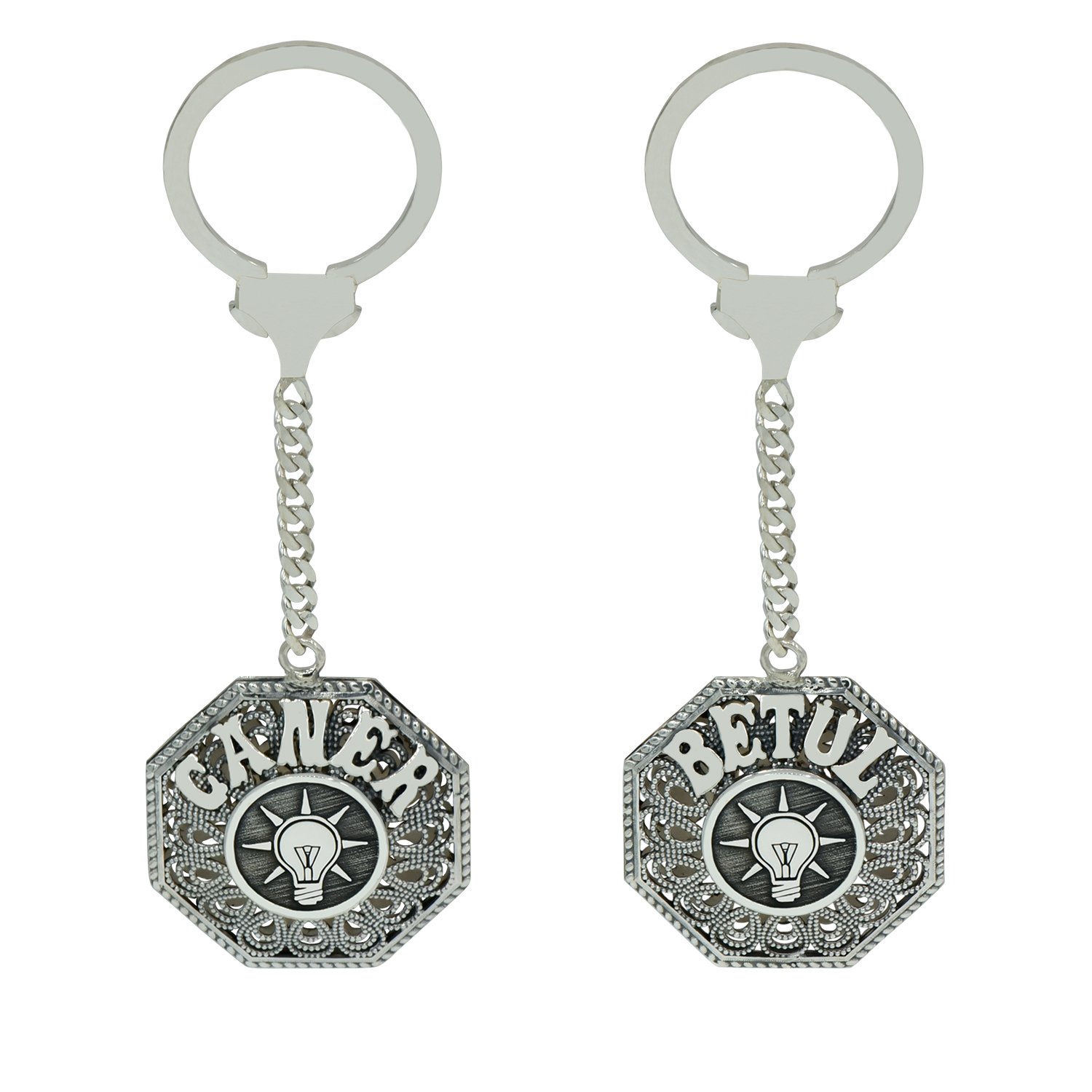 Gümüş AK Parti Logolu Telkari İsimli Anahtarlık