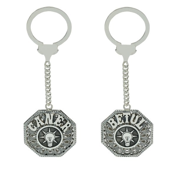 Gümüş AK Parti Logolu Telkari İsimli Anahtarlık