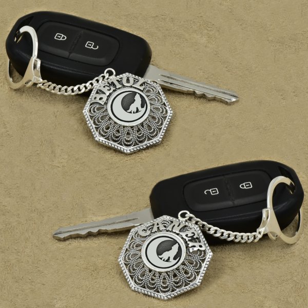 Gümüş Hilal Bozkurt Logolu Telkari İsimli Anahtarlık