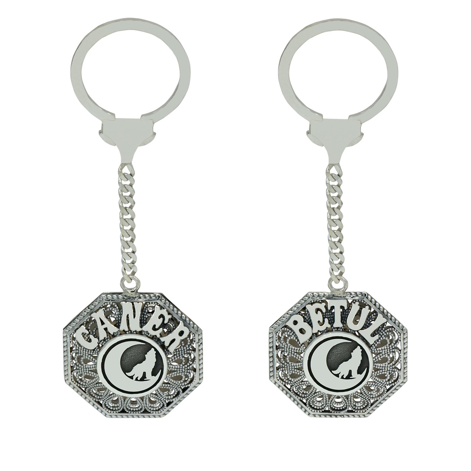 Gümüş Hilal Bozkurt Logolu Telkari İsimli Anahtarlık