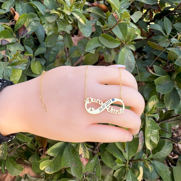 Gümüş Nazarlı Kuşlu Sonsuzluk İsimli Kolye