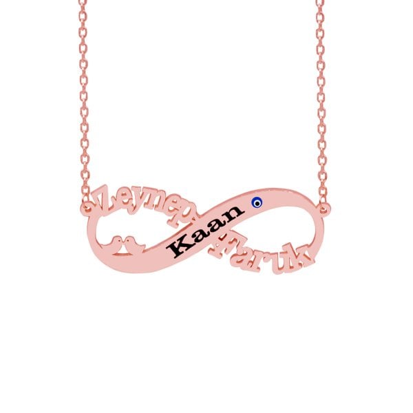 Gümüş Nazarlı Kuşlu Sonsuzluk İsimli Kolye