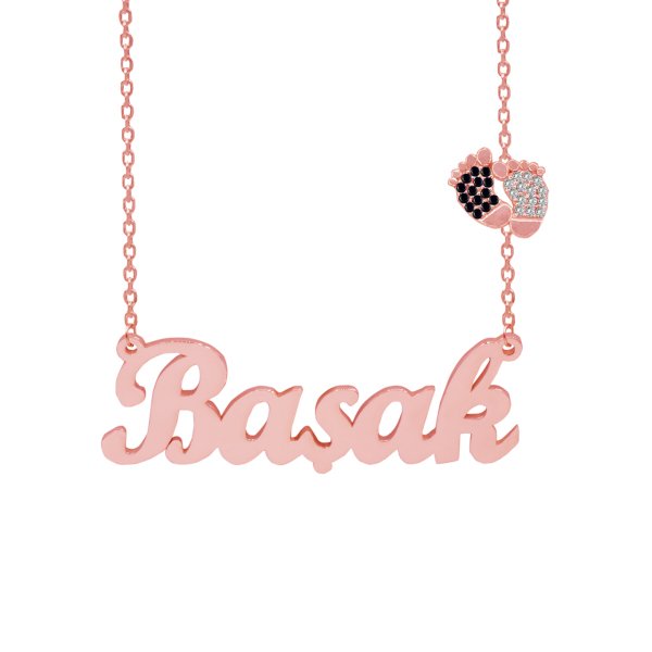 Gümüş Siyah Beyaz Renk Patikli İsimli Kolye