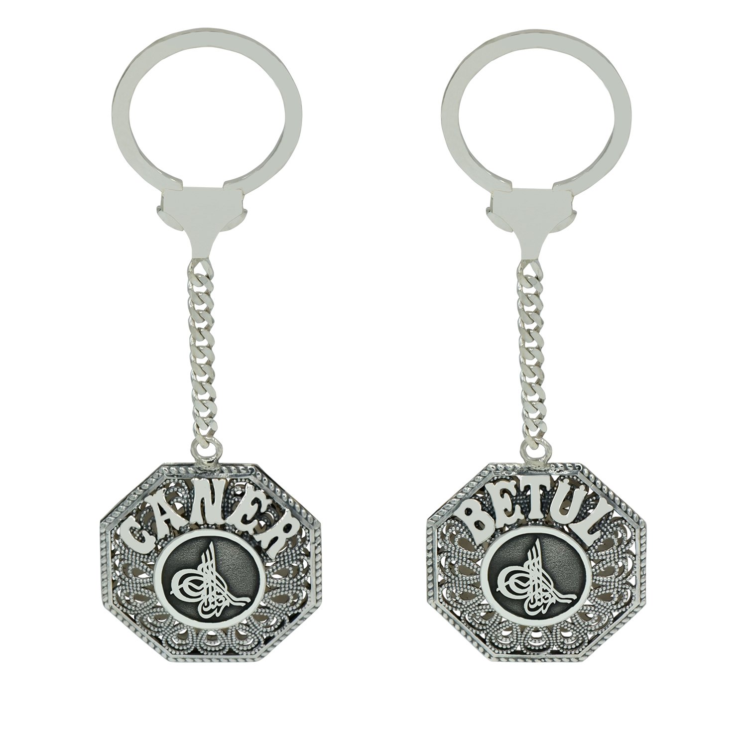 Gümüş Tuğralı Telkari İsimli Anahtarlık