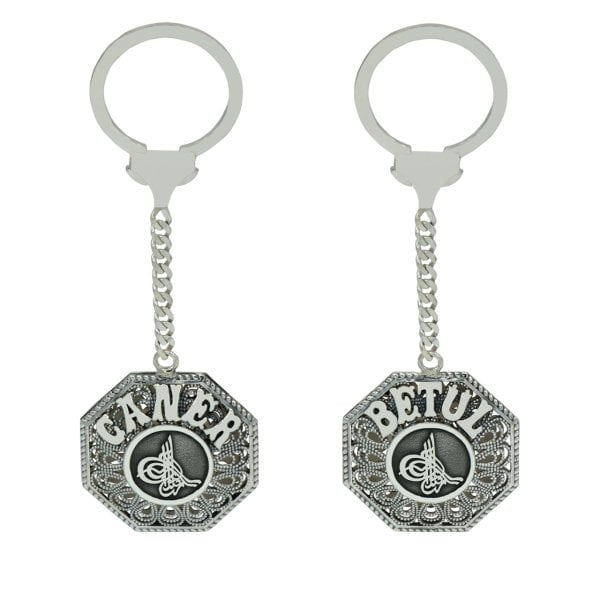 Gümüş Tuğralı Telkari İsimli Anahtarlık