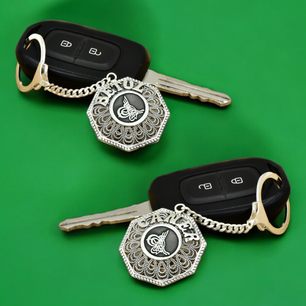 Gümüş Tuğralı Telkari İsimli Anahtarlık