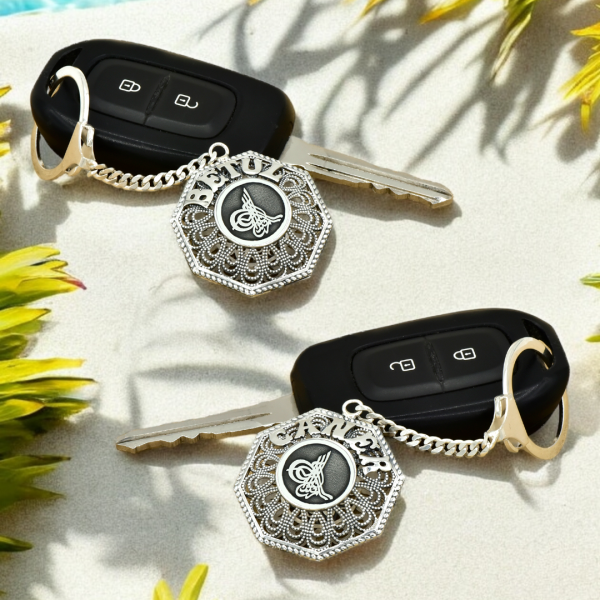 Gümüş Tuğralı Telkari İsimli Anahtarlık