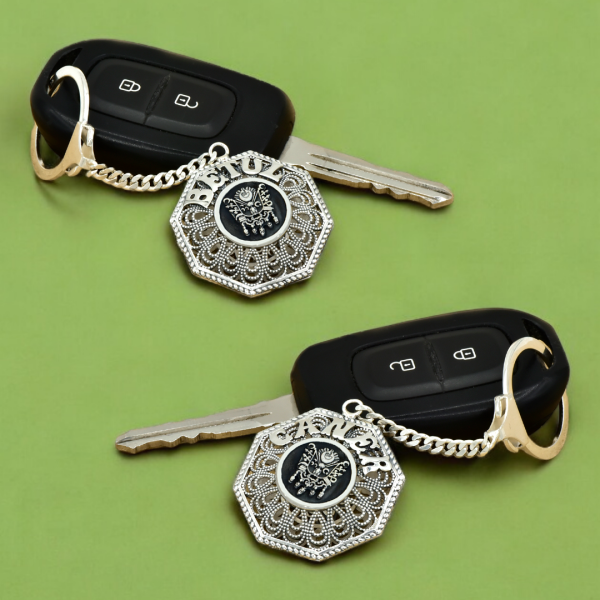 Gümüş Osmanlı Devlet Armalı Telkari İsimli Anahtarlık