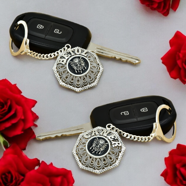 Gümüş Osmanlı Devlet Armalı Telkari İsimli Anahtarlık