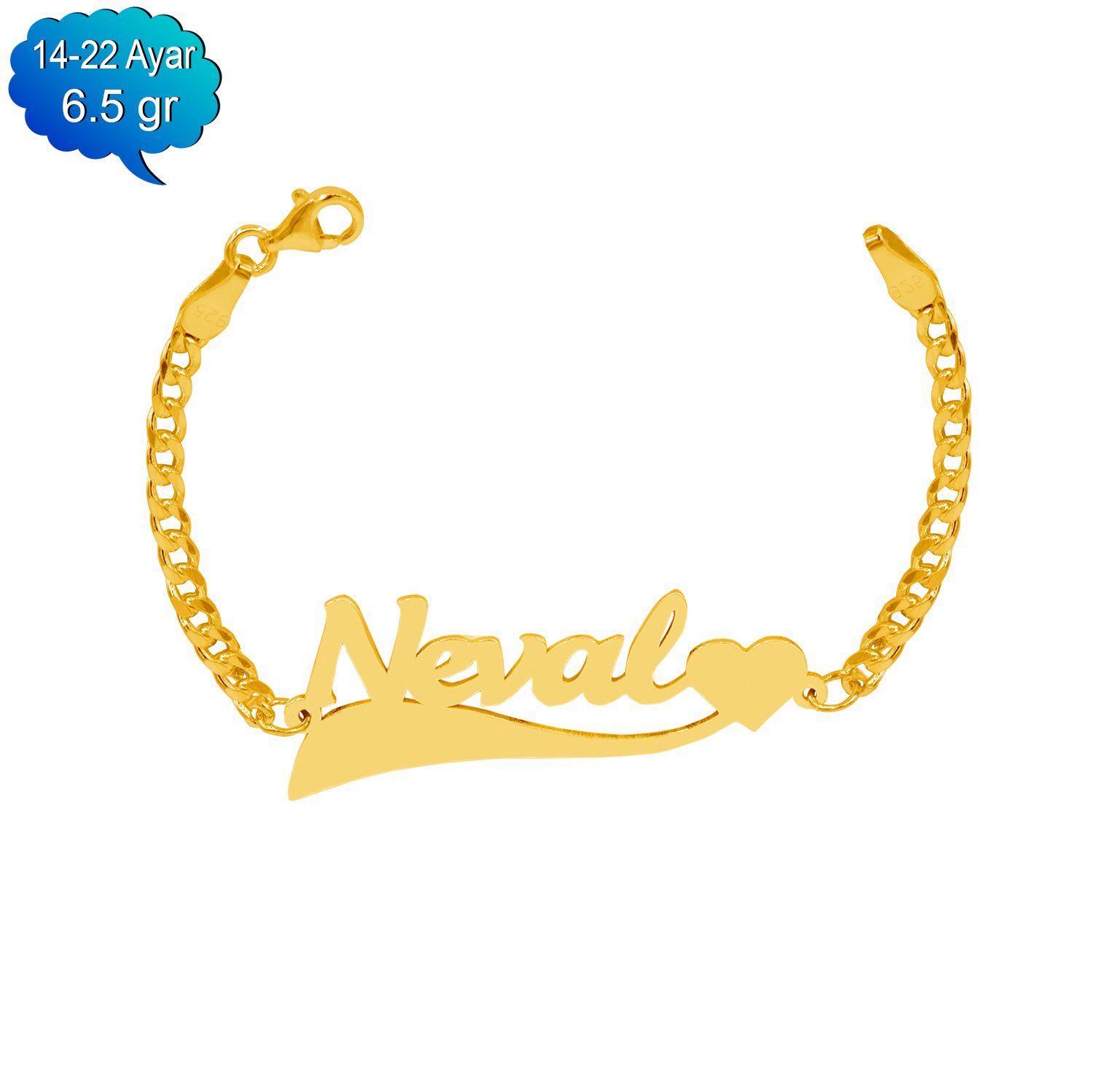 14, 22 Ayar Altın Bayan İsimli Bileklik
