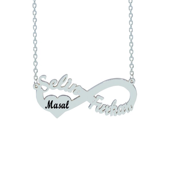 Gümüş Kişiye Özel Sonsuzluk İsimli Kolye