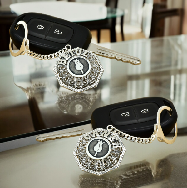 Gümüş Lale Logolu Telkari İsimli Anahtarlık