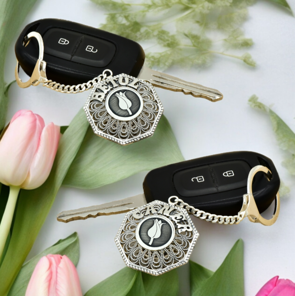 Gümüş Lale Logolu Telkari İsimli Anahtarlık