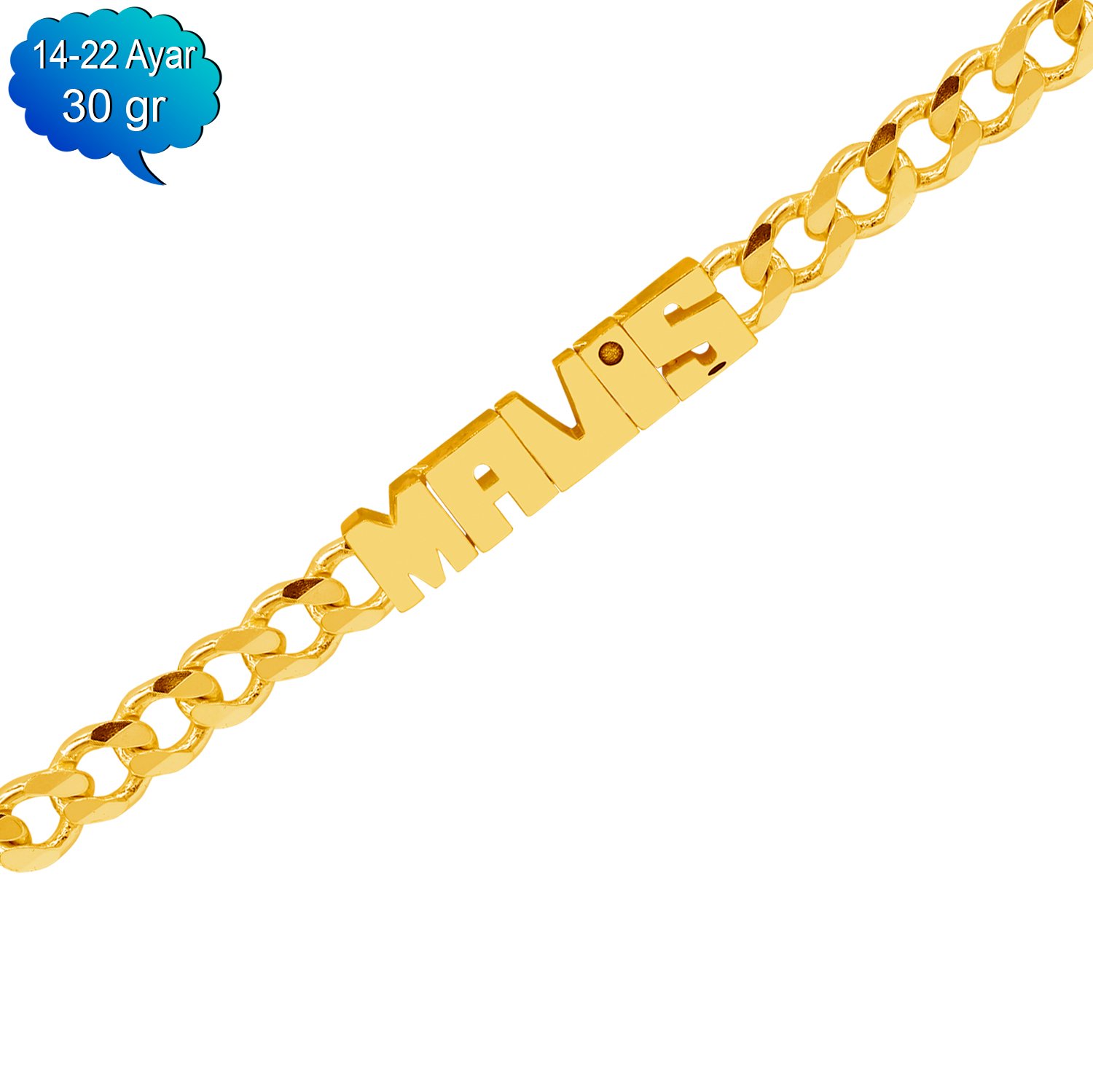 14, 22 Ayar Altın İsimli Bileklik