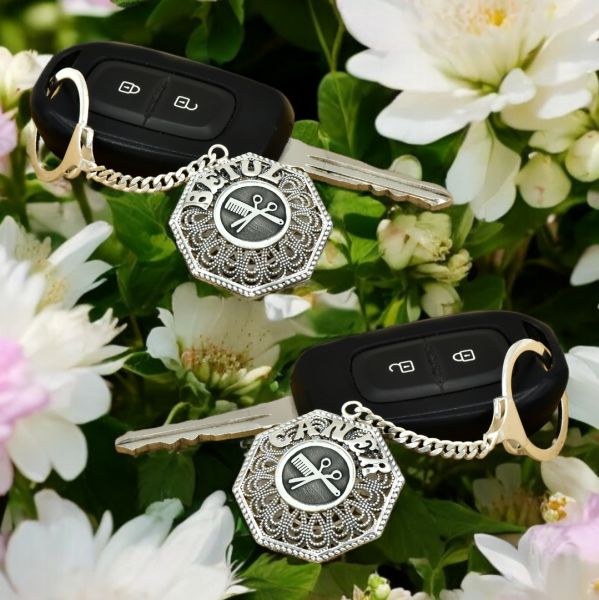 Gümüş Tarak Makas Logolu Telkari İsimli Anahtarlık