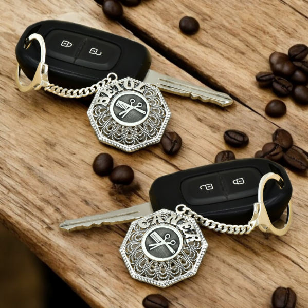 Gümüş Tarak Makas Logolu Telkari İsimli Anahtarlık