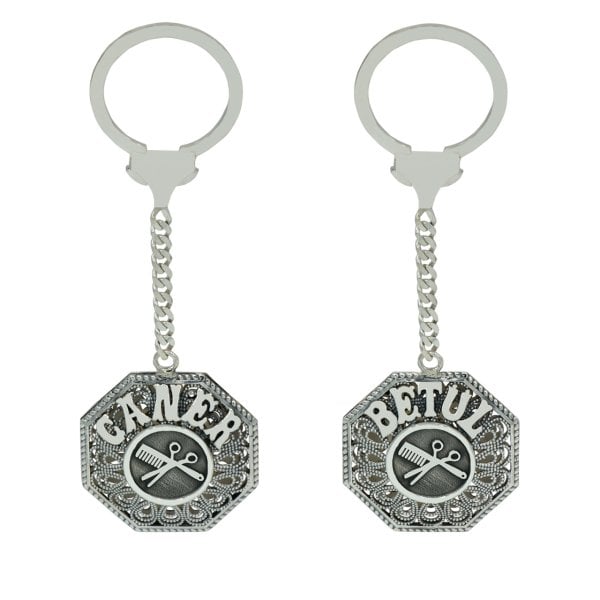 Gümüş Tarak Makas Logolu Telkari İsimli Anahtarlık