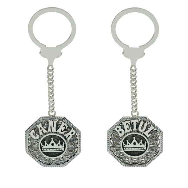 Gümüş Kral Taçlı Telkari İsimli Anahtarlık