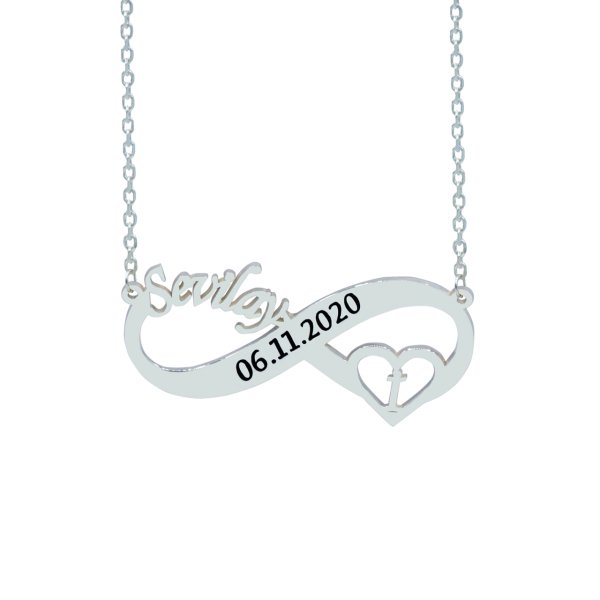 Gümüş Kişiye Özel Sonsuzluk İsimli Kolye