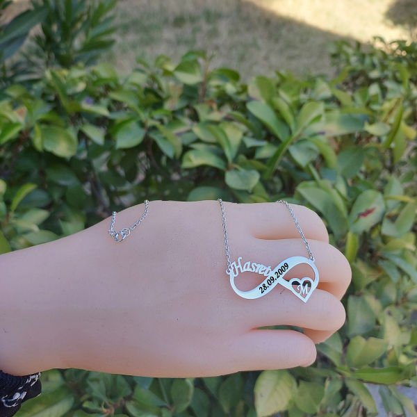 Gümüş Kişiye Özel Sonsuzluk İsimli Kolye