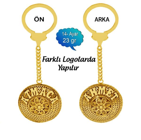14 Ayar Altın Telkari İsimli Anahtarlık