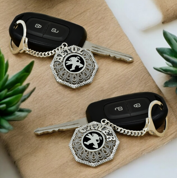 Gümüş Peugeot Logolu Telkari İsimli Anahtarlık