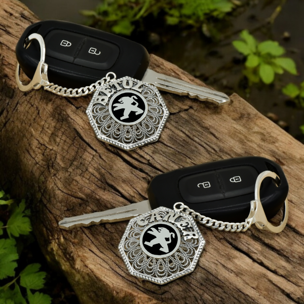 Gümüş Peugeot Logolu Telkari İsimli Anahtarlık