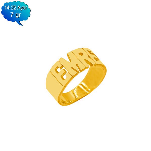 14, 22 Ayar Altın Oymalı İsimli Yüzük