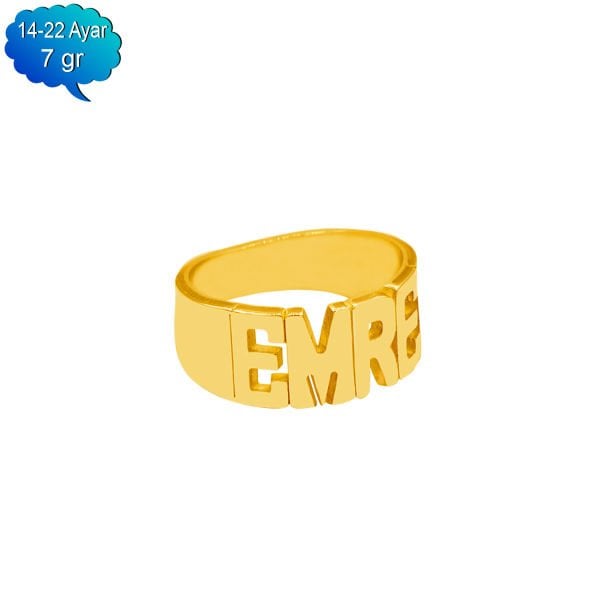 14, 22 Ayar Altın Oymalı İsimli Yüzük