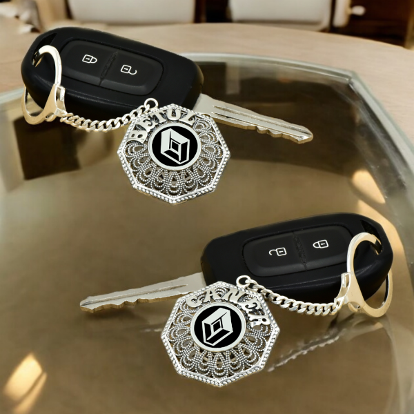 Gümüş Renault Logolu Telkari İsimli Anahtarlık