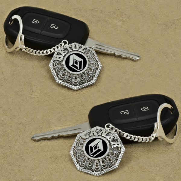 Gümüş Renault Logolu Telkari İsimli Anahtarlık