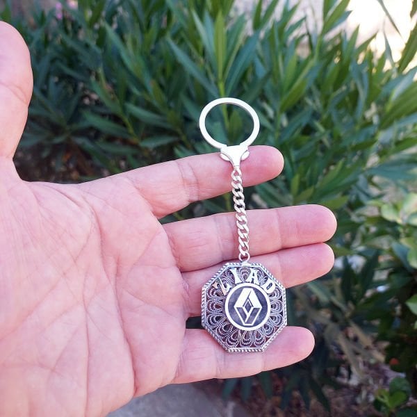 Gümüş Renault Logolu Telkari İsimli Anahtarlık