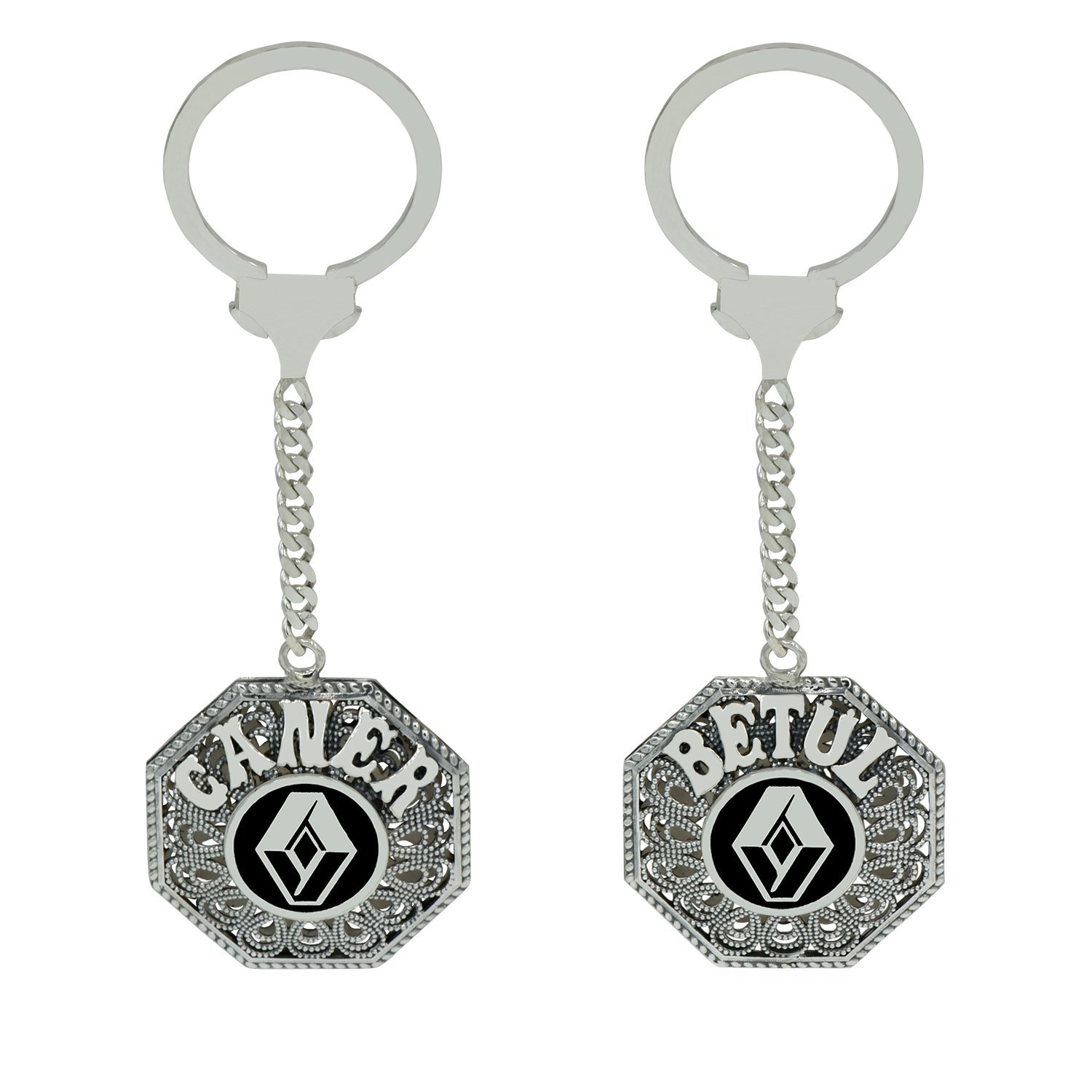 Gümüş Renault Logolu Telkari İsimli Anahtarlık