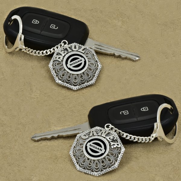 Gümüş Nissan Logolu Telkari İsimli Anahtarlık