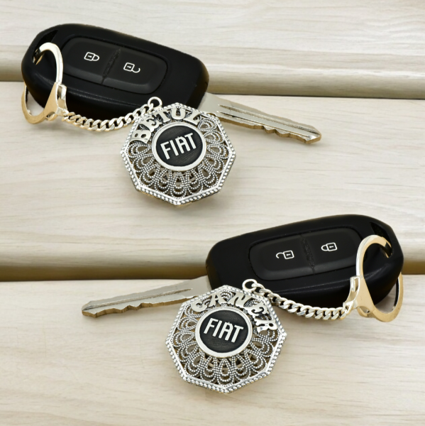 Gümüş Fiat Logolu Telkari İsimli Anahtarlık