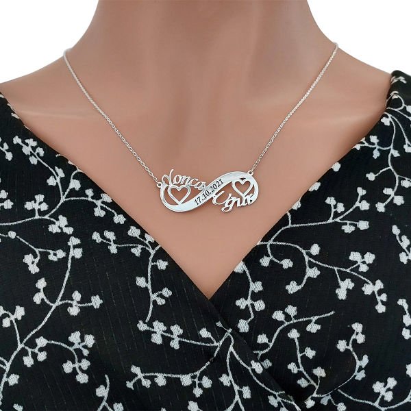 Gümüş Kalpli Sonsuzluk İsimli Kolye