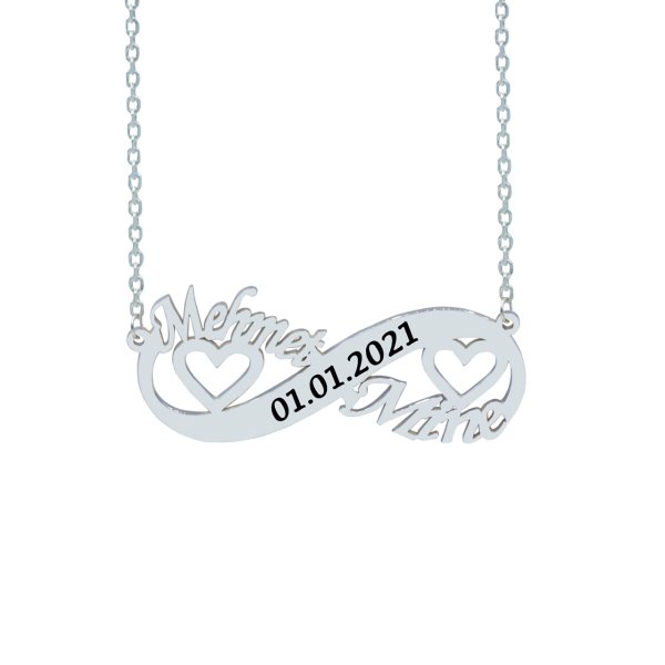 Gümüş Kalpli Sonsuzluk İsimli Kolye