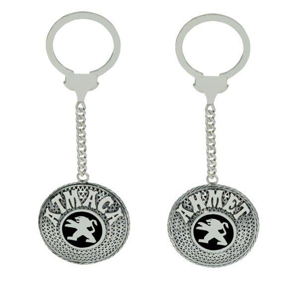 Gümüş Peugeot Logolu Telkari İsimli Anahtarlık