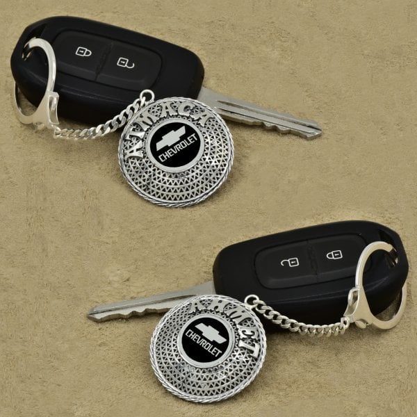 Gümüş Chevrolet Logolu Telkari İsimli Anahtarlık