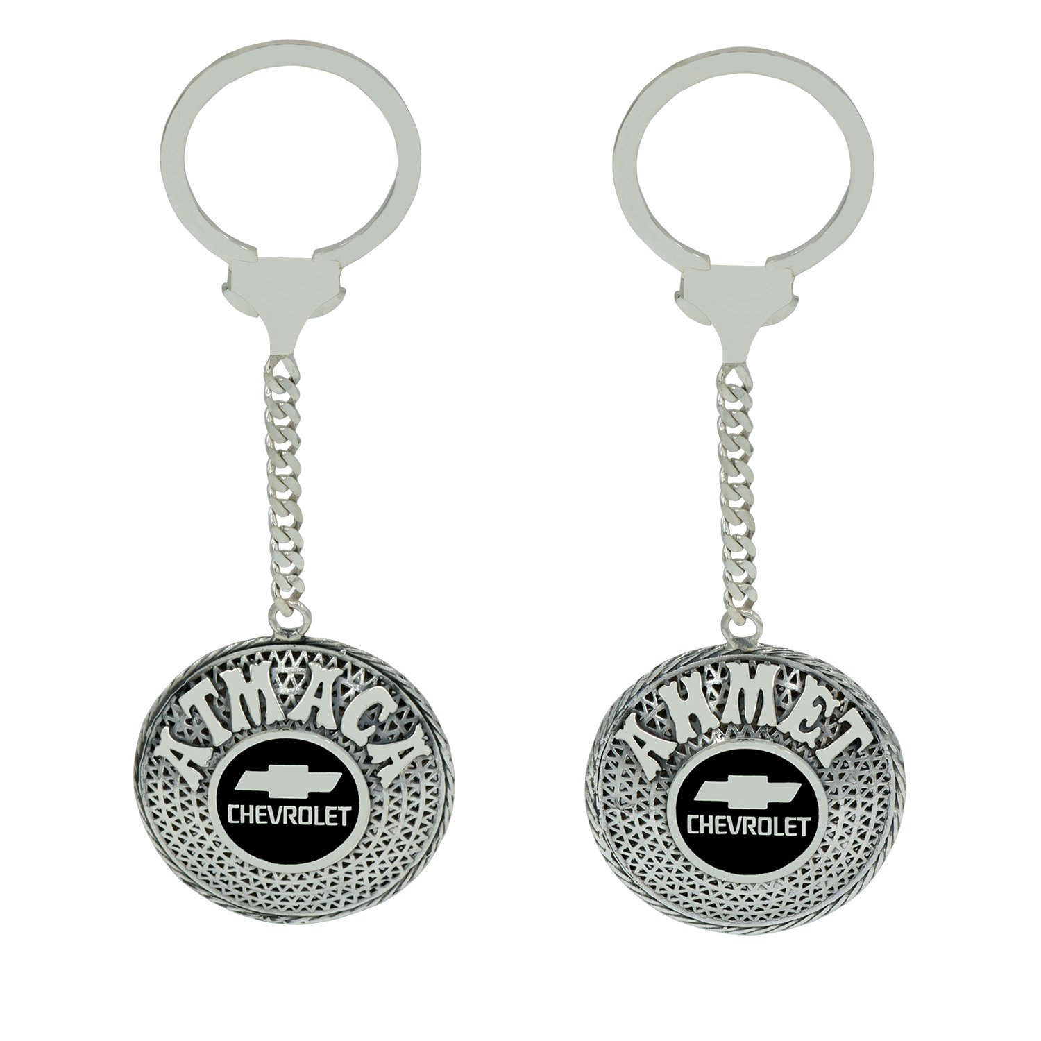 Gümüş Chevrolet Logolu Telkari İsimli Anahtarlık