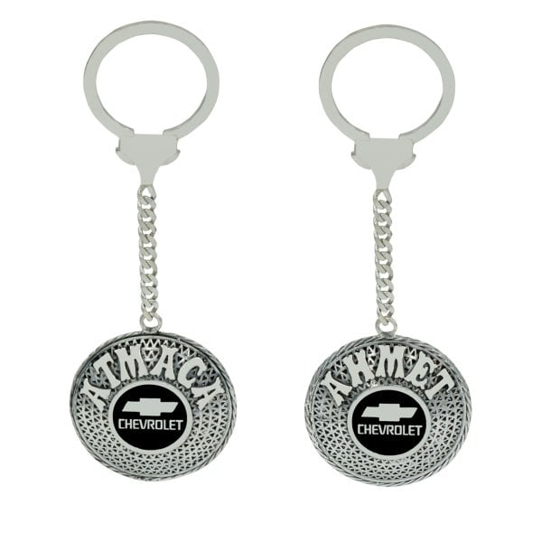 Gümüş Chevrolet Logolu Telkari İsimli Anahtarlık
