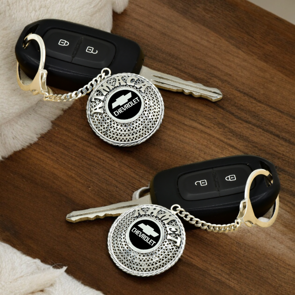 Gümüş Chevrolet Logolu Telkari İsimli Anahtarlık
