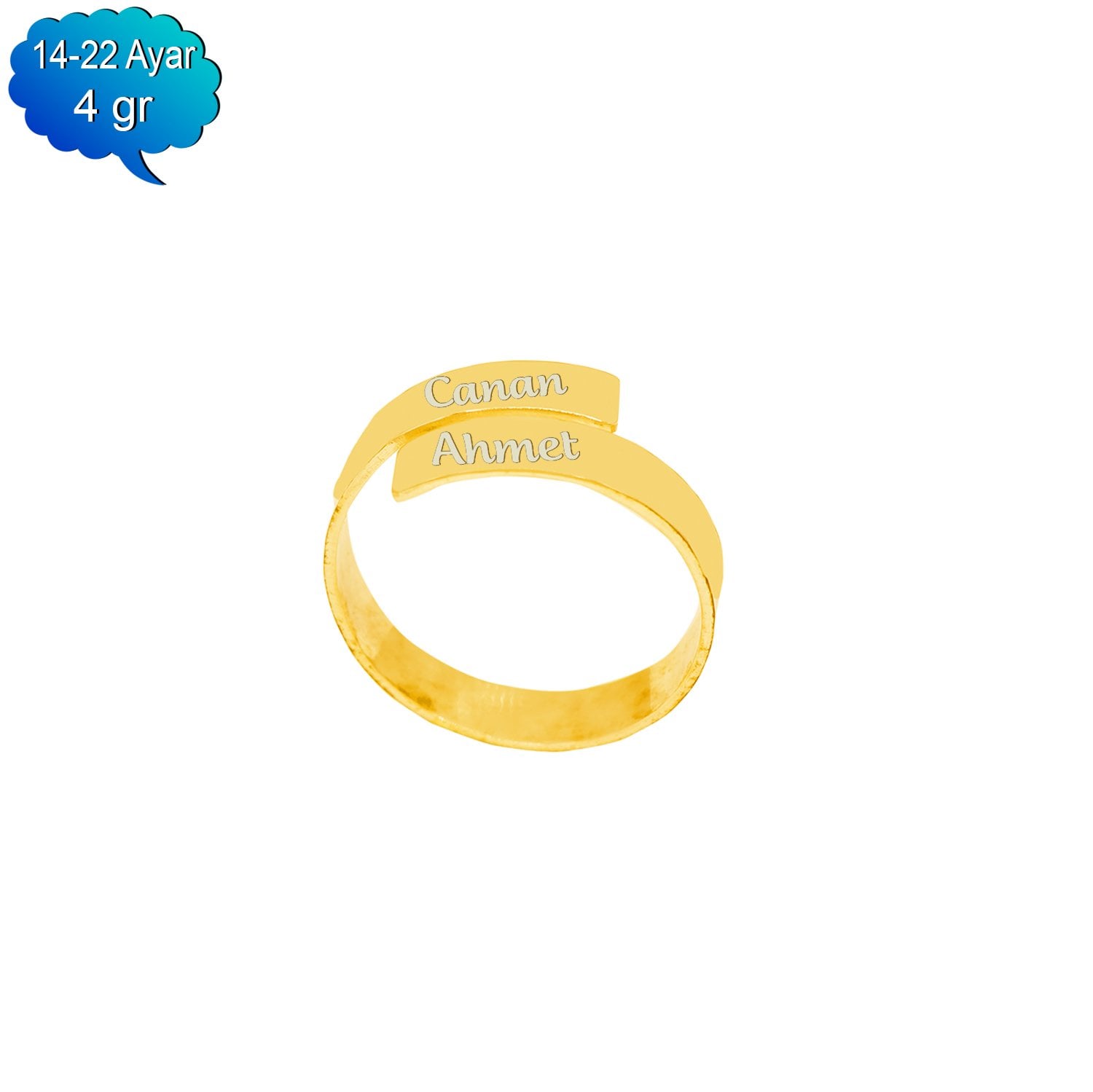14, 22 Ayar Altın Bayan İsimli Yüzük
