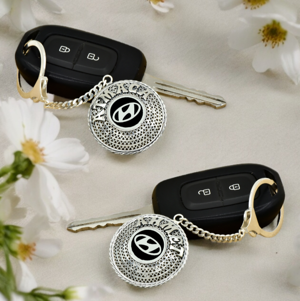 Gümüş Hyundai Logolu Telkari İsimli Anahtarlık