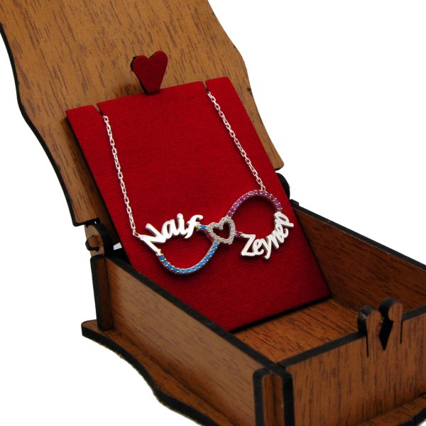 Gümüş Taşlı Sonsuzluk İki İsimli Kolye