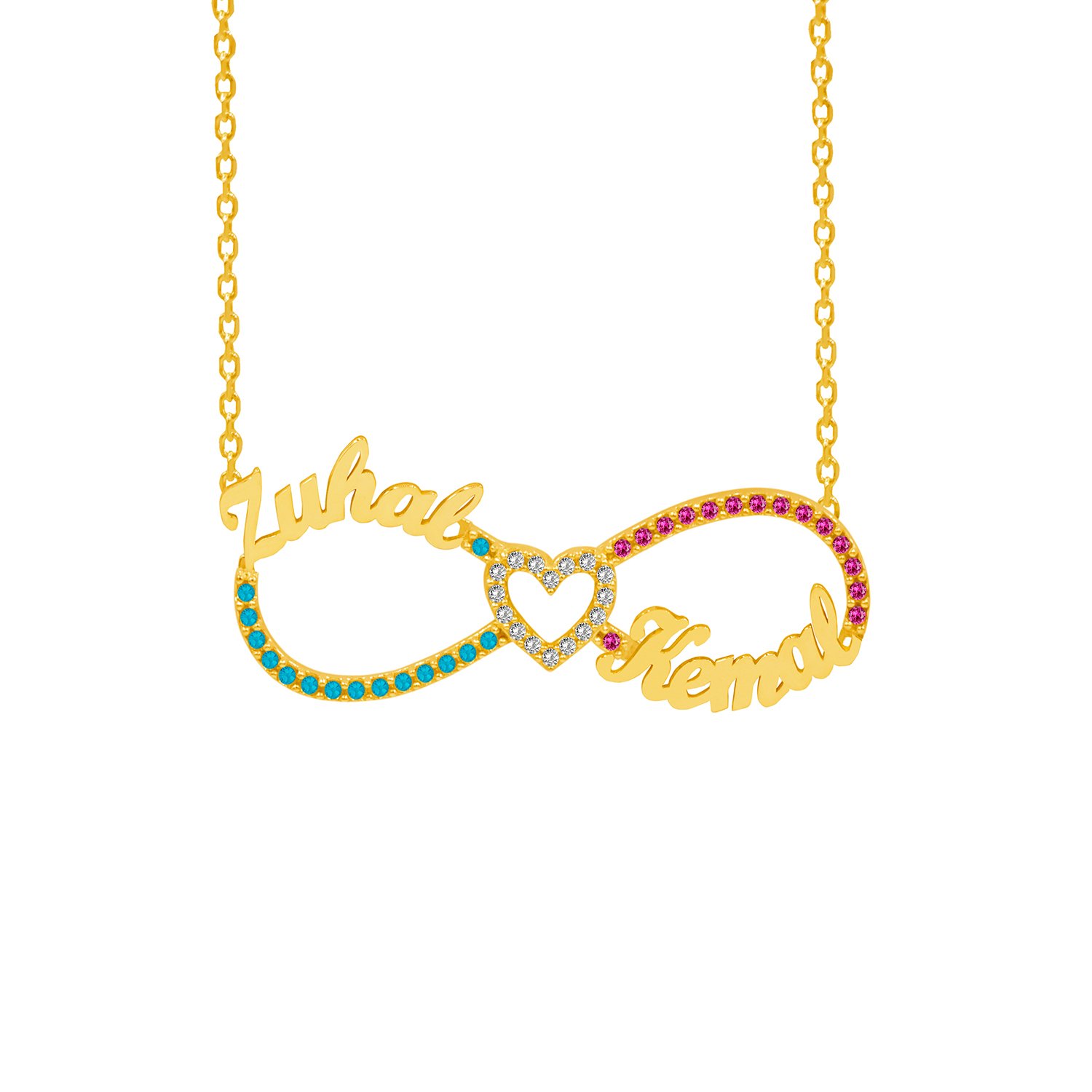 Gümüş Taşlı Sonsuzluk İki İsimli Kolye