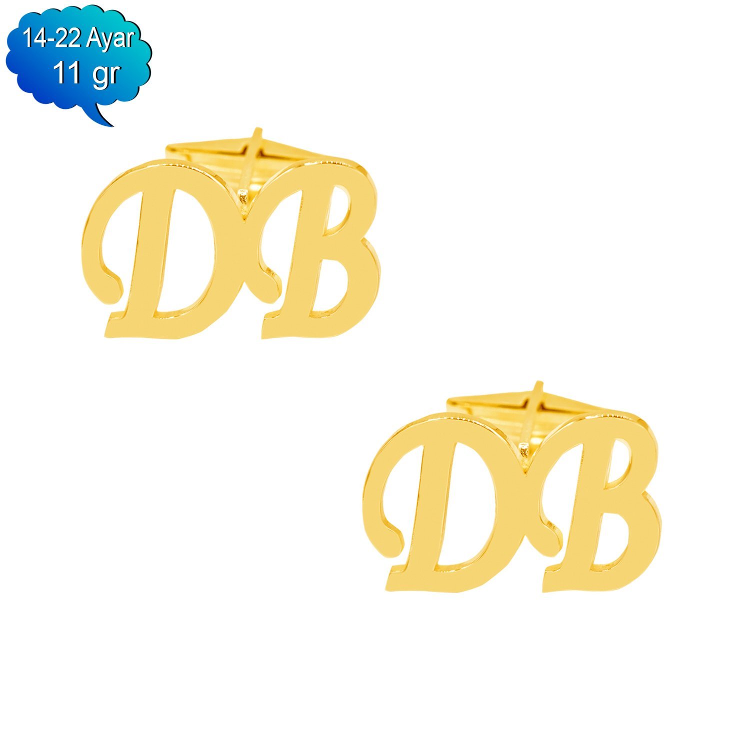 14, 22 Ayar Altın Harfli Kol Düğmesi