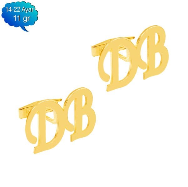 14, 22 Ayar Altın Harfli Kol Düğmesi