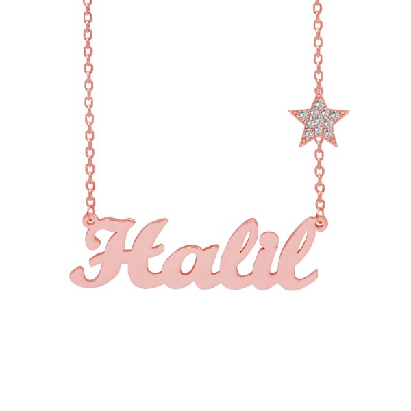 Gümüş Beyaz Taş Yıldızlı İsimli Kolye