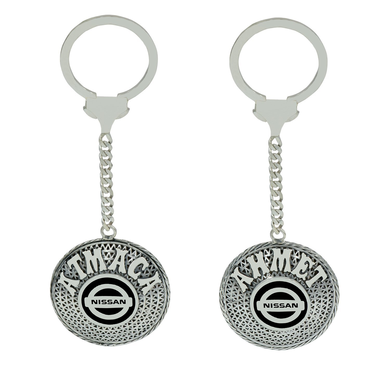 Gümüş Nissan Logolu Telkari İsimli Anahtarlık